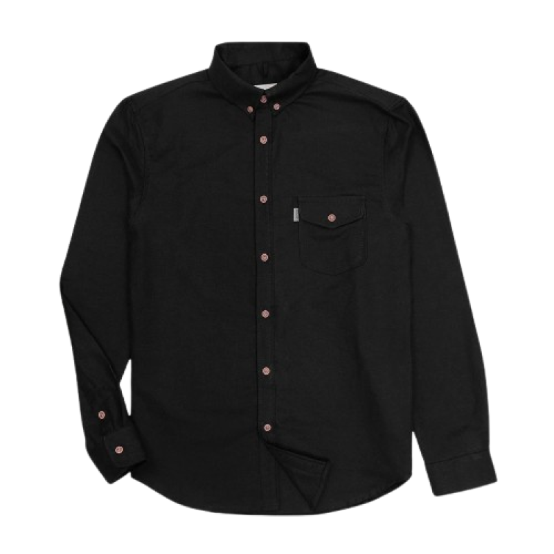 Highty Black Plain Cotton Long Sleeve Shirt