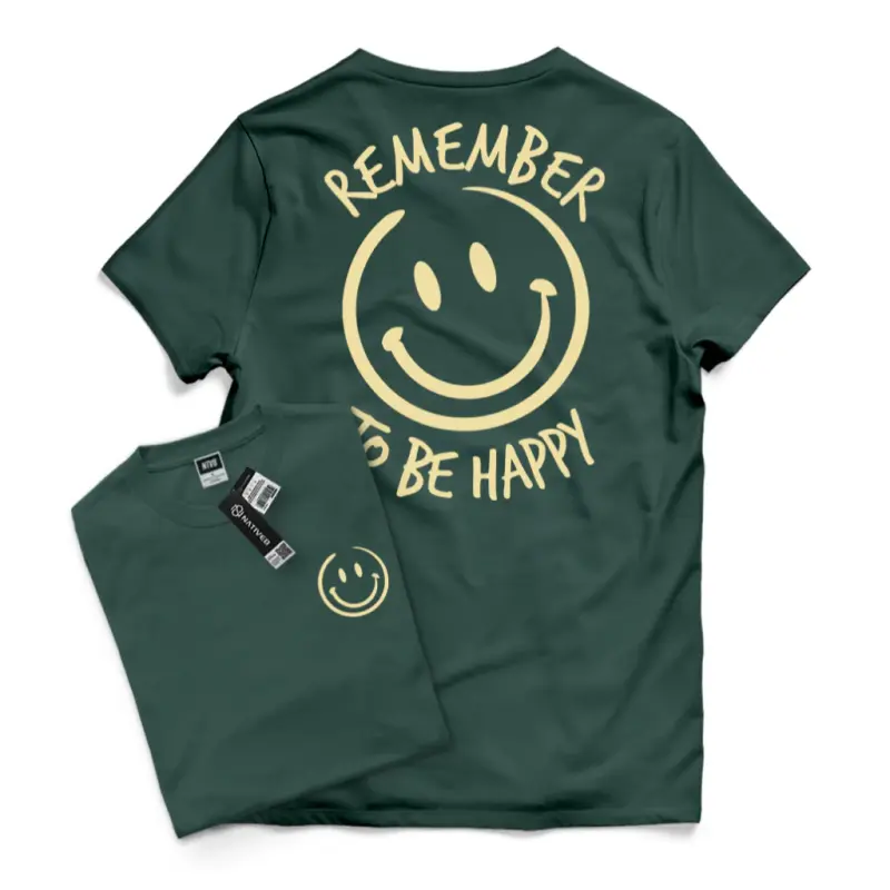 Kaos Distro Pria Wanita Bahan Katun Combed 30s Sablon Plastisol Be Happy